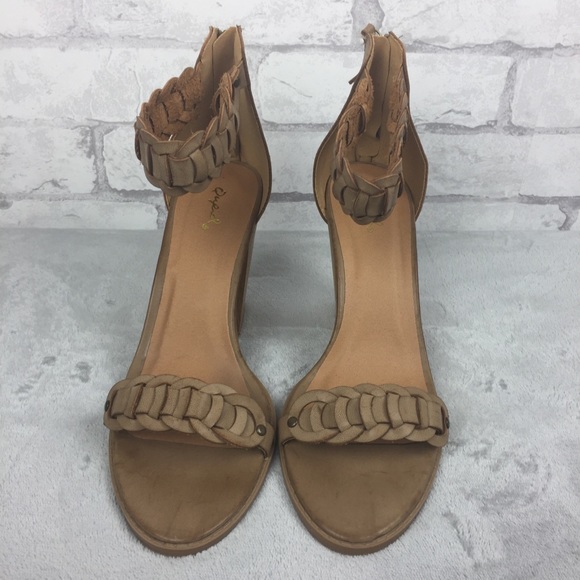 Qupid Tan Chiunky Heel Ankle Strap Sandal Size 10 - Picture 2 of 8